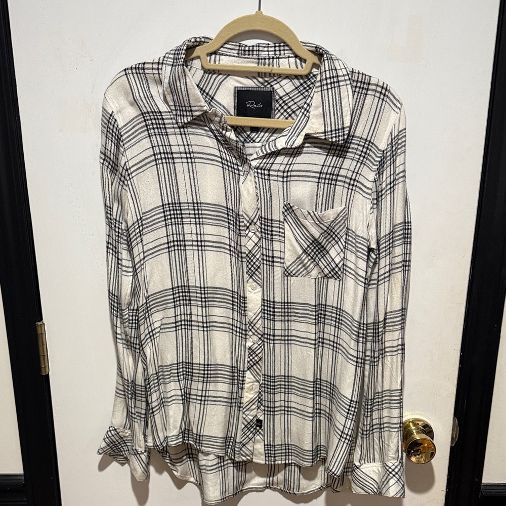Rails Plaid Black and White Women’s Flannel Button Down